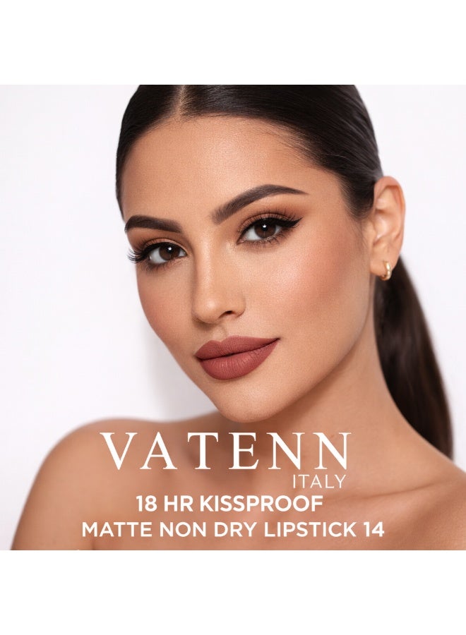 VATENN ITALY 18 Hr Kissproof Lipstick 14 Matte liquid lipstick, Lead-Free ,No Dry Feel, Weightless Feel, Vinyl Ink Kissproof /Lip Lingerie Transfer-Proof, All Day Wear. - Image 2